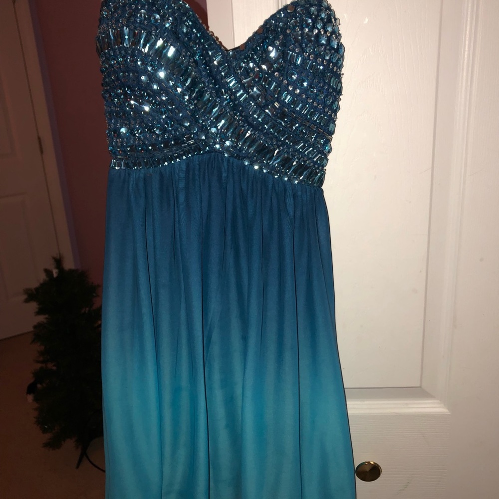 blue ombré formal dress
